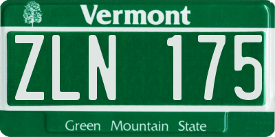 VT license plate ZLN175