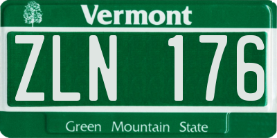 VT license plate ZLN176