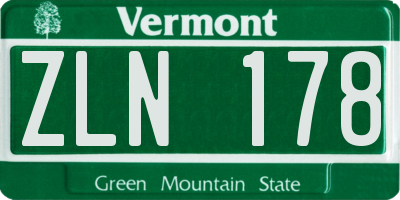 VT license plate ZLN178