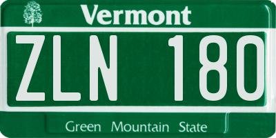 VT license plate ZLN180