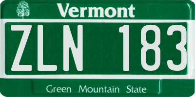 VT license plate ZLN183