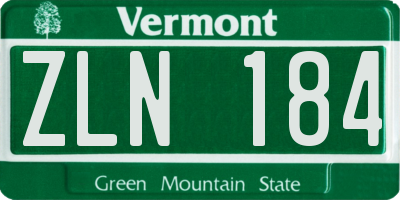 VT license plate ZLN184