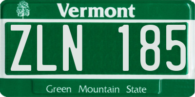 VT license plate ZLN185
