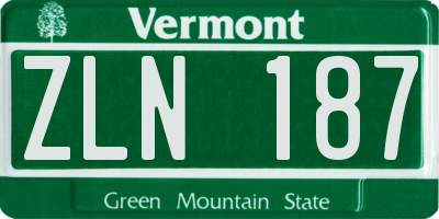 VT license plate ZLN187