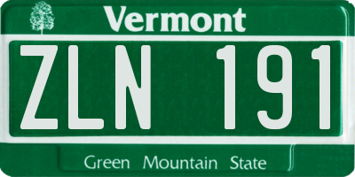 VT license plate ZLN191