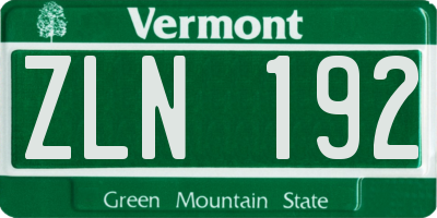 VT license plate ZLN192