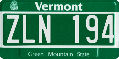 VT license plate ZLN194