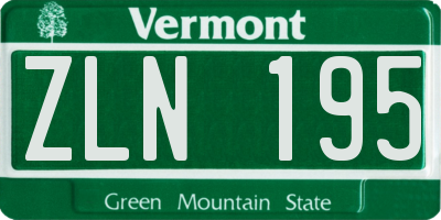 VT license plate ZLN195