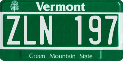 VT license plate ZLN197