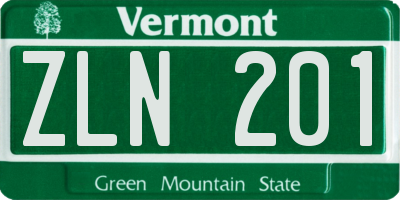 VT license plate ZLN201