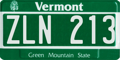 VT license plate ZLN213