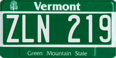 VT license plate ZLN219