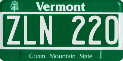 VT license plate ZLN220