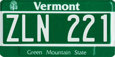 VT license plate ZLN221