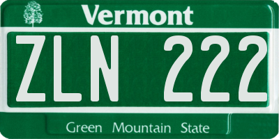 VT license plate ZLN222