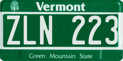 VT license plate ZLN223