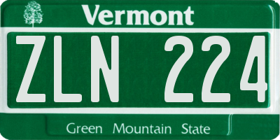 VT license plate ZLN224
