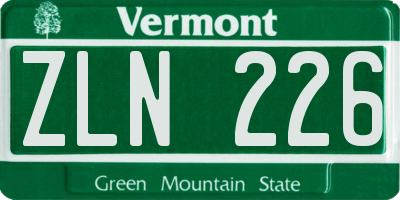 VT license plate ZLN226