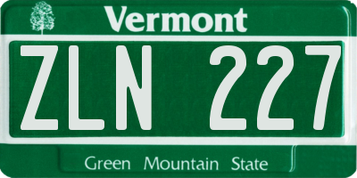 VT license plate ZLN227