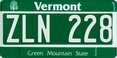VT license plate ZLN228