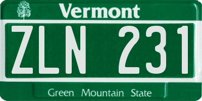 VT license plate ZLN231