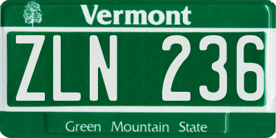 VT license plate ZLN236