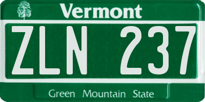 VT license plate ZLN237