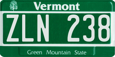 VT license plate ZLN238