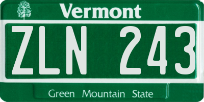 VT license plate ZLN243