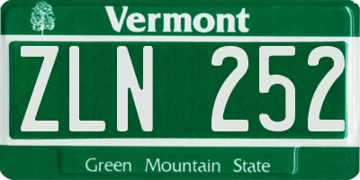 VT license plate ZLN252