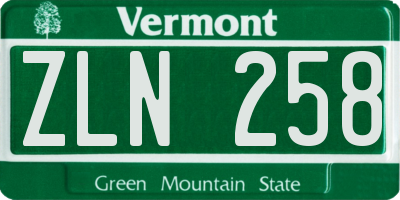 VT license plate ZLN258