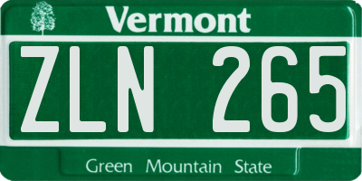 VT license plate ZLN265