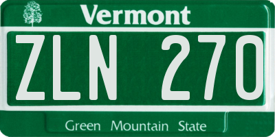 VT license plate ZLN270