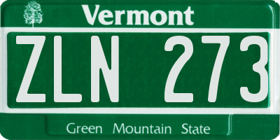 VT license plate ZLN273