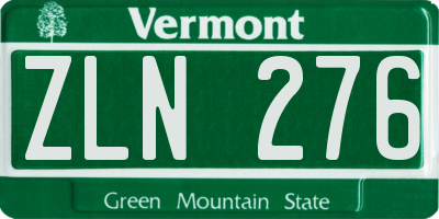 VT license plate ZLN276