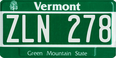 VT license plate ZLN278