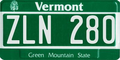 VT license plate ZLN280