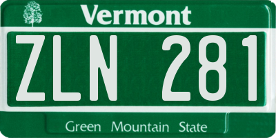 VT license plate ZLN281