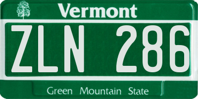 VT license plate ZLN286