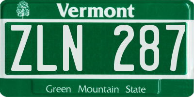 VT license plate ZLN287