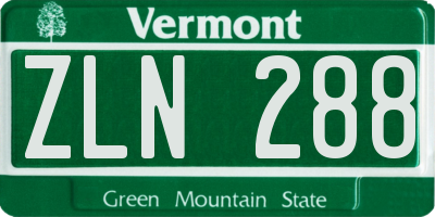 VT license plate ZLN288