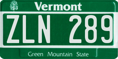 VT license plate ZLN289