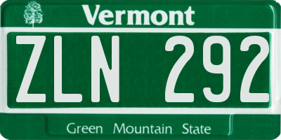 VT license plate ZLN292