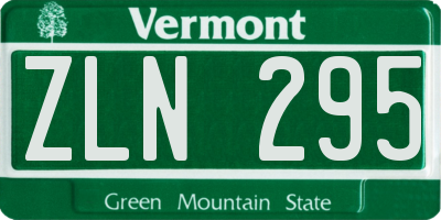 VT license plate ZLN295