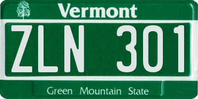 VT license plate ZLN301
