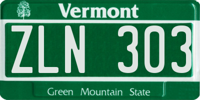 VT license plate ZLN303