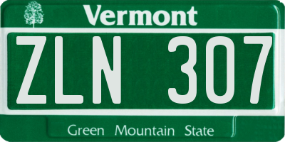 VT license plate ZLN307