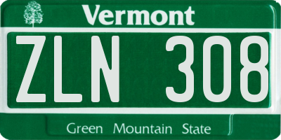 VT license plate ZLN308