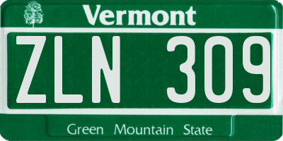 VT license plate ZLN309