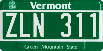 VT license plate ZLN311